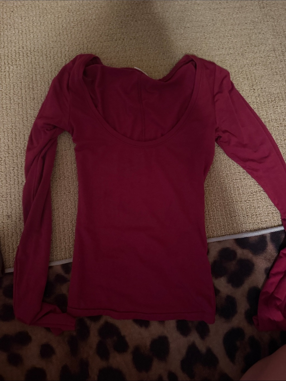 Garage Scoop Neck Long Sleeve Top - Wine